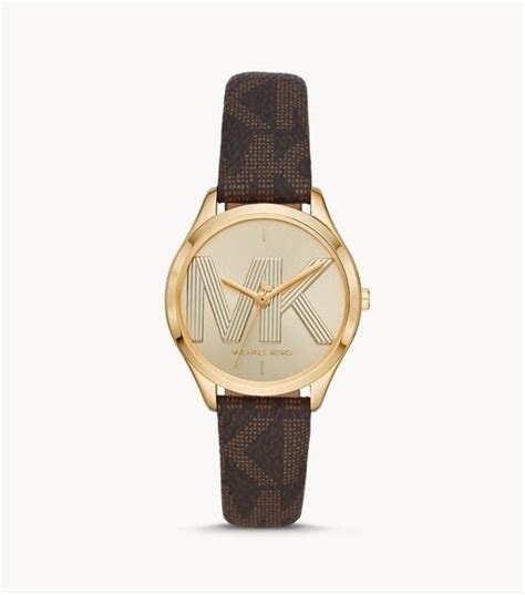 michael kors women's jaycie three-hand brown leather watch|Michael Kors ladies watches.